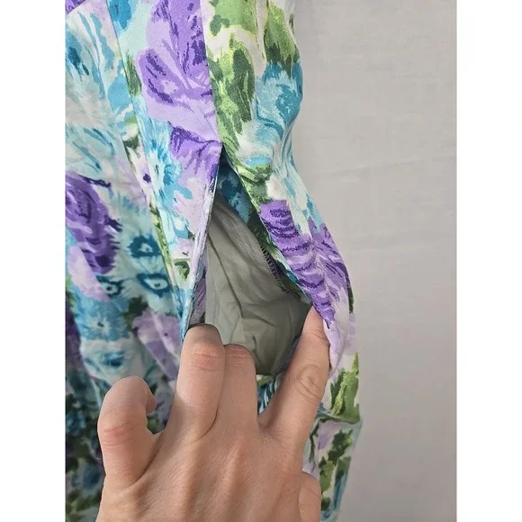 Talbots Garden Party Dress Women's 8P Floral Pleated Fit Flare Sleeveless Lined - Picture 3 of 9